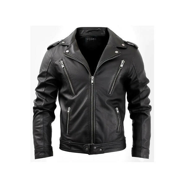 Men's Nifty Black Leather Biker Jacket - AU LeatherX