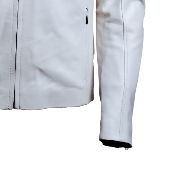 Men’s White Slim Fit Leather Jacket