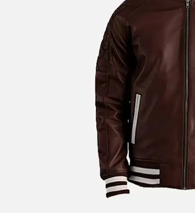 Men's Maroon Leather Varsity Jacket