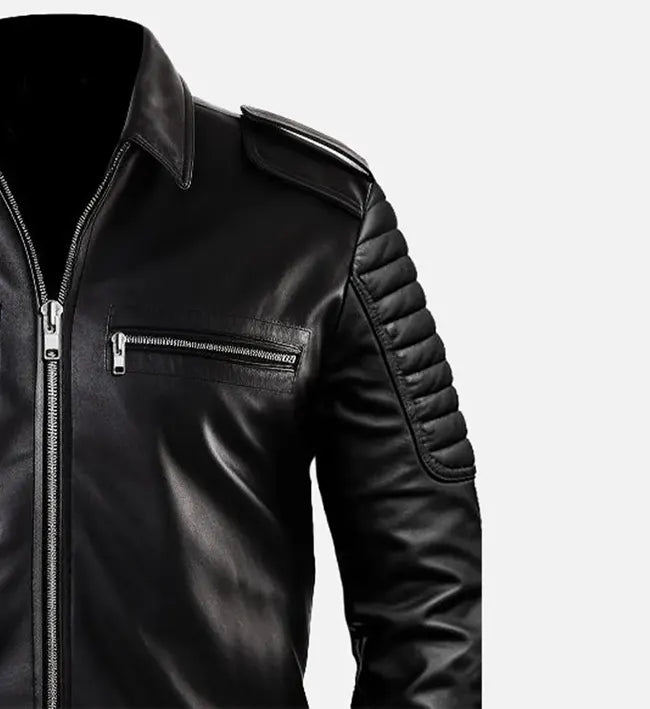 Men's Black Classic Biker Leather Jacket