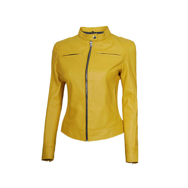 Yellow Racer Jacket Buy Women's Yellow Cafe Racer Leather Jacket