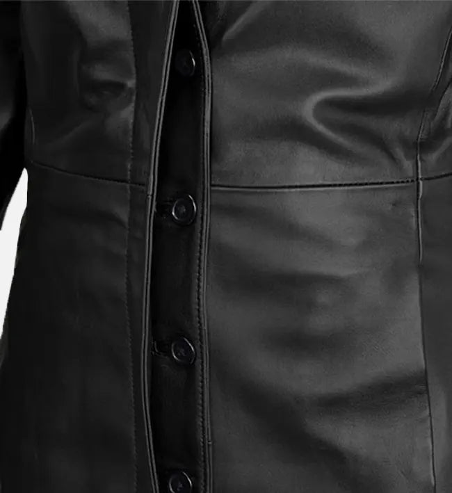 Women's Black Leather Coat