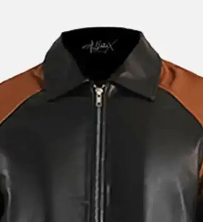 Men's Black & Brown Leather Varsity Jacket