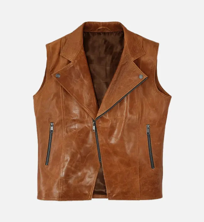 Men's Rider’s Edge Brown Leather Vest