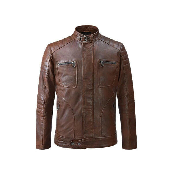 Men's Moto Spanish Brown Biker Leather Jacket