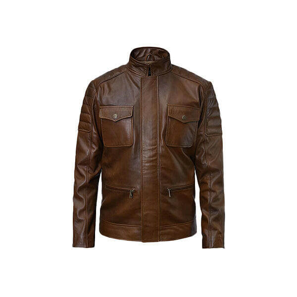 Men's Slim Fit Brown Leather Jacket