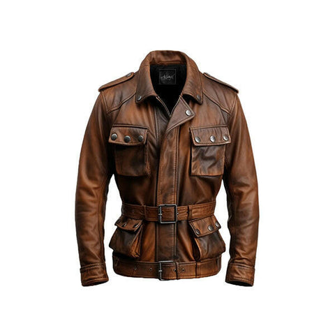 Men's Military Style Vintage Leather Jacket