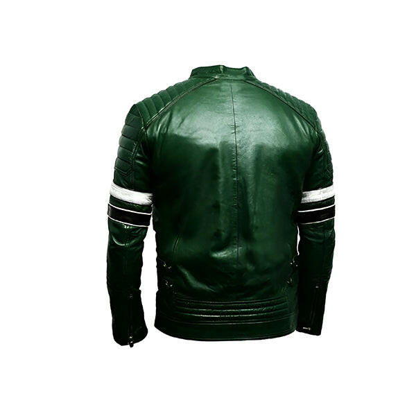 Men's Dark Green Motorcycle Leather Jacket