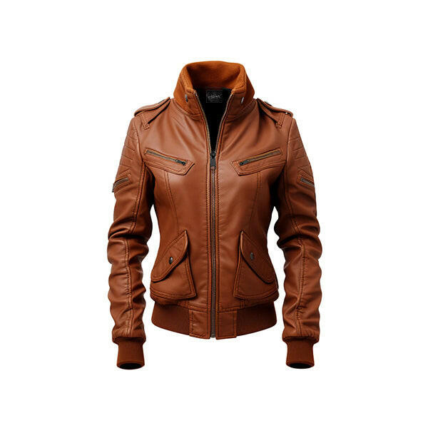 Women's Brown Vintage Bomber Leather Jacket