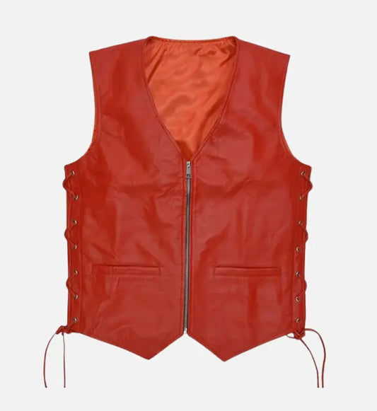 Men's Red Leather Vest