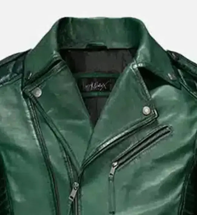 Men's Charles Burnt Green Leather Jacket