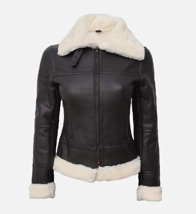 Women's Classic B3 Leather Bomber Shearling Jacket