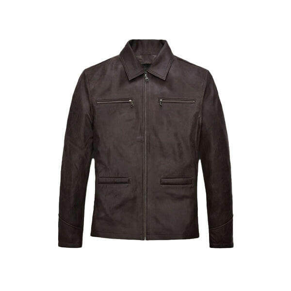 Men's Regular Fit Brown Leather Jacket