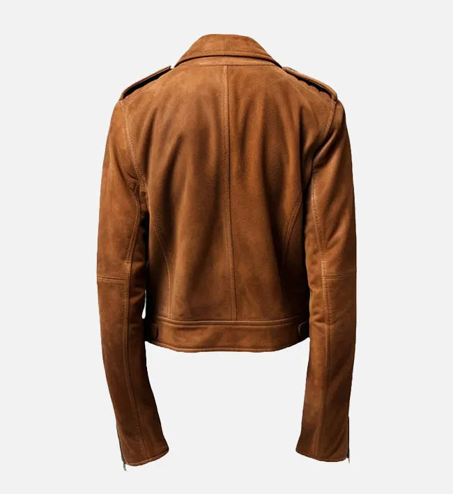 Men's Suede Leather Jacket Camel Brown