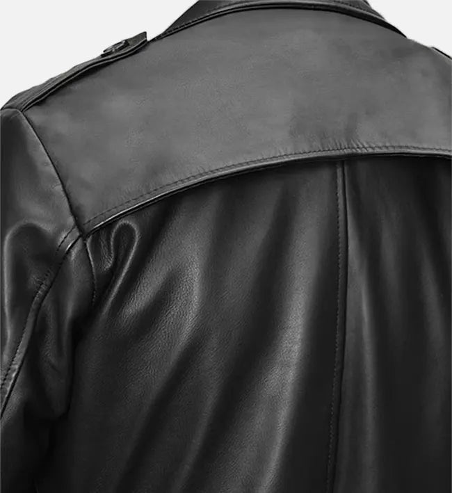 Men's Black Leather Long Coat