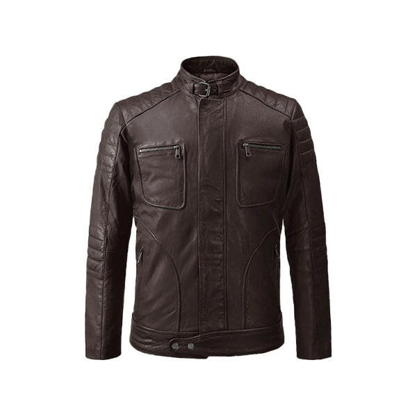 Men's Moto Brown Biker Leather Jacket