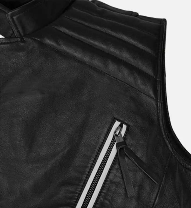 Men's Vanguard Black Biker Leather Vest