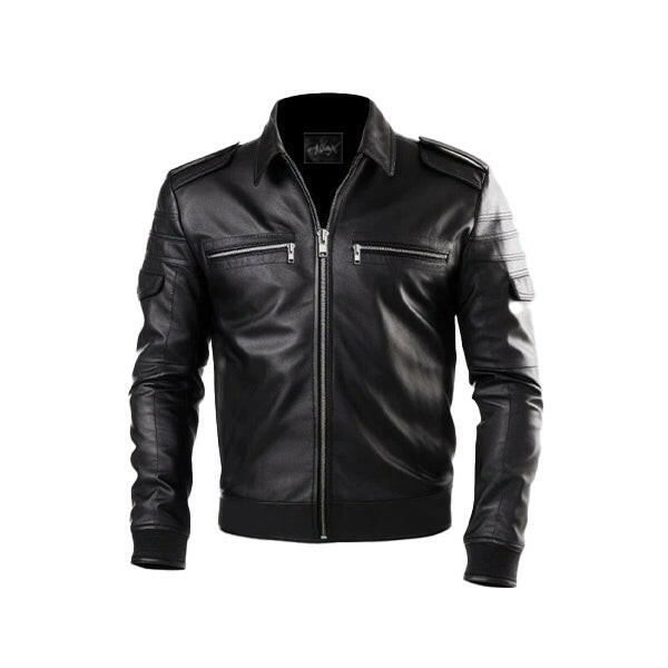 Men's Black Classic Biker Leather Jacket