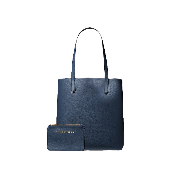 Eliza Extra-Large Pebbled Leather Reversible Tote Bag (Navy)