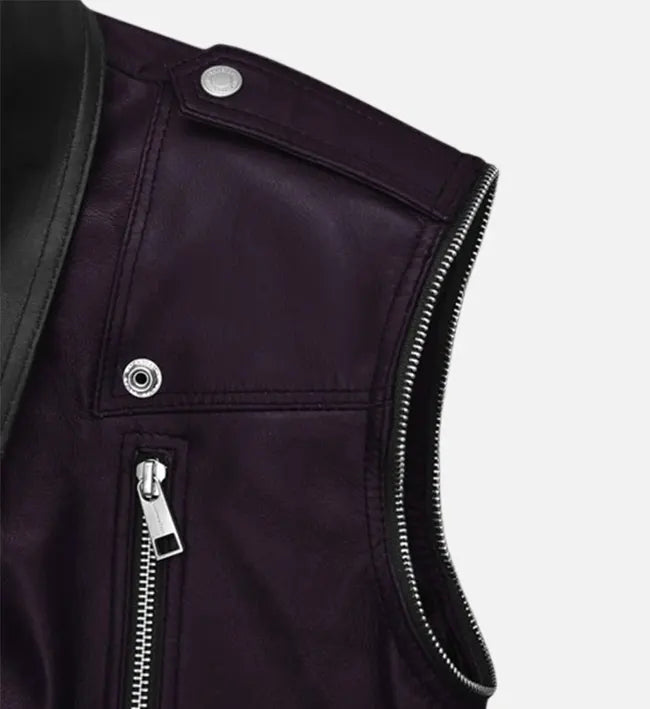 Men's Purple Leather Vest