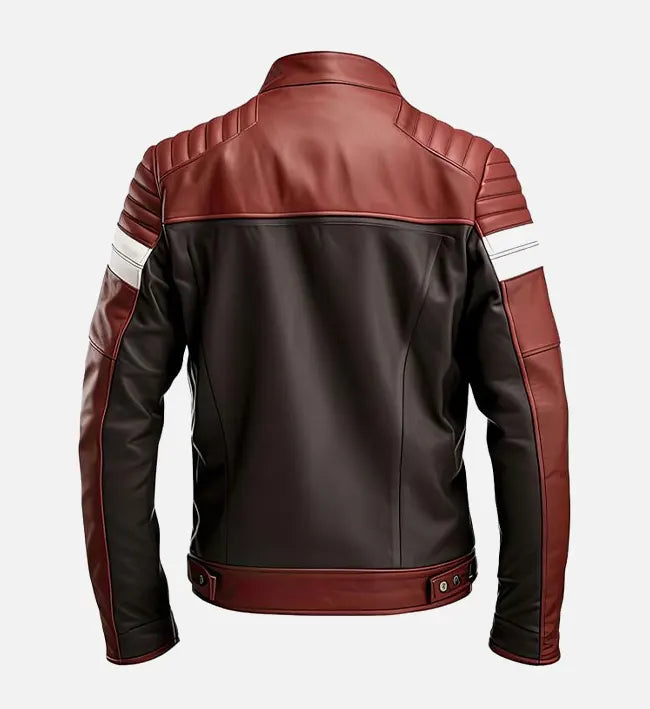 Men’s Maroon Brown Moto Biker Leather Jacket