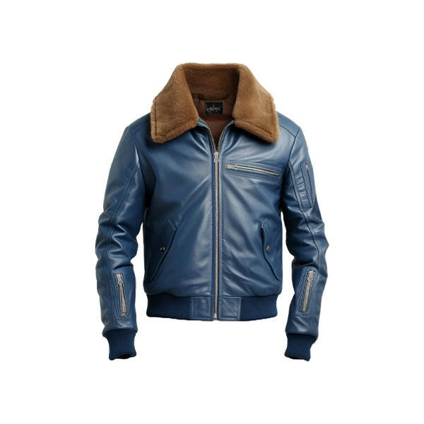 Men's Blue Flight Bomber Leather Jacket