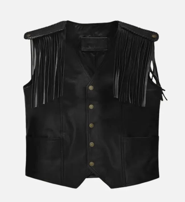 Men's Black Leather Vest