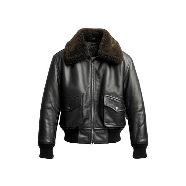 Men's Black Leather G1 Bomber Jacket