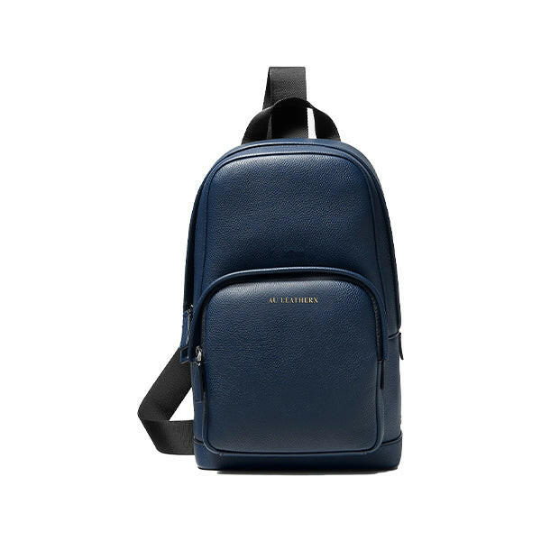 Cooper Pebbled Blue Leather Sling Pack Backpack