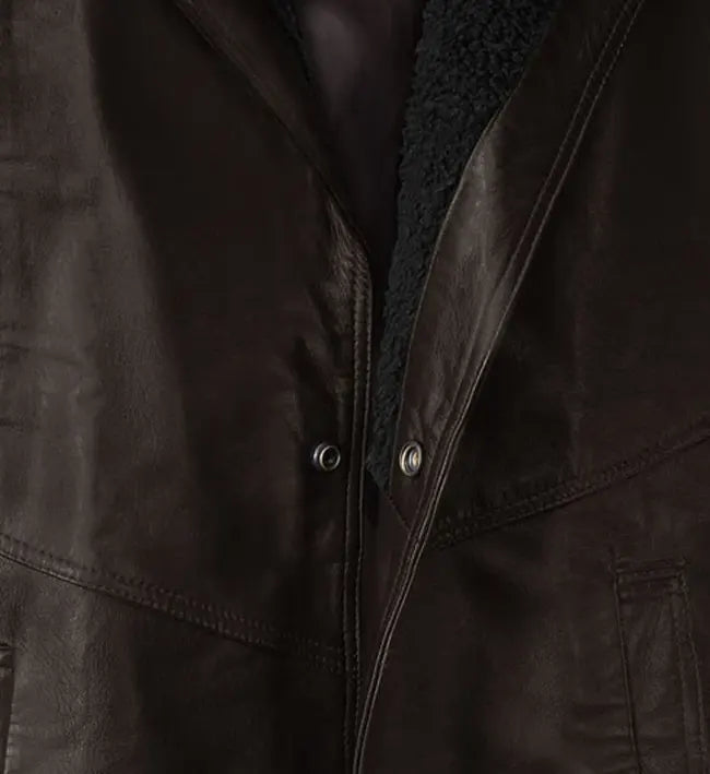 Men's Dark Brown Leather Long Coat