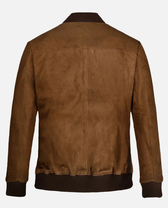 Men's Brown Suede Bomber Jacket