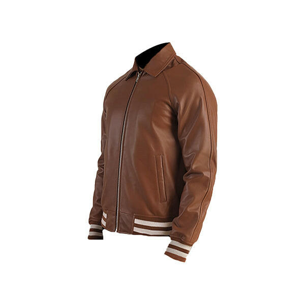 Men's Dark Brown Leather Varsity Jacket