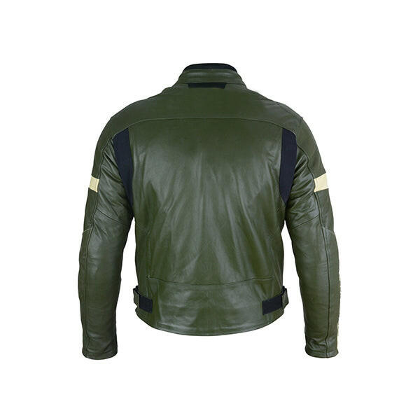 Men's Dark Green Leather Motorcycle Jacket