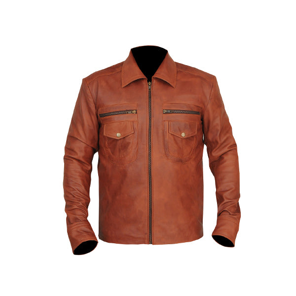 Men's Distressed Brown Leather Jacket - AU LeatherX
