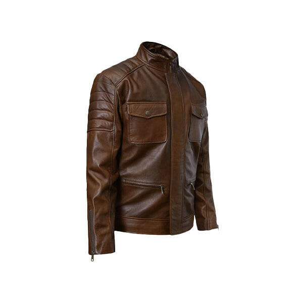 Men's Slim Fit Brown Leather Jacket