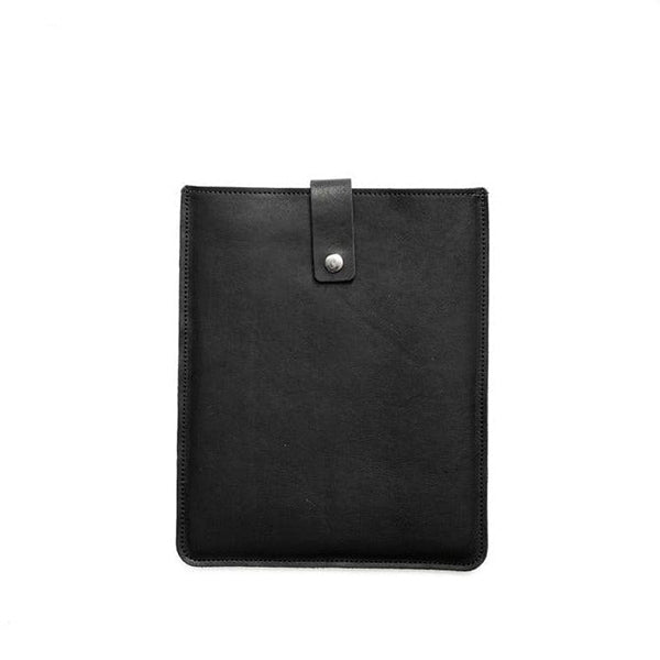 Black Leather iPad Sleeve Vertical With Strap