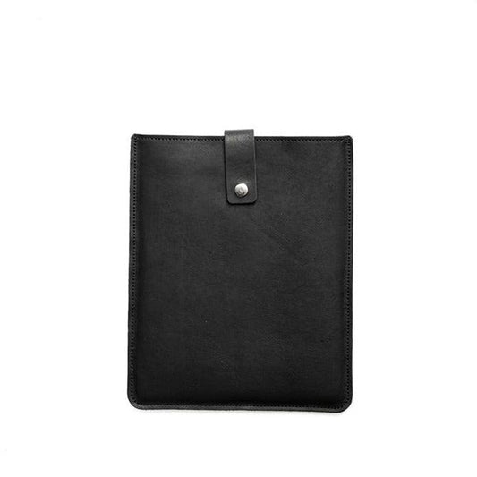 Black Leather iPad Sleeve Vertical With Strap