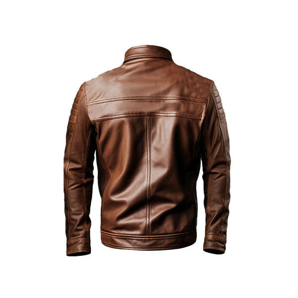 Men's Hudson Brown Moto Biker Leather Jacket