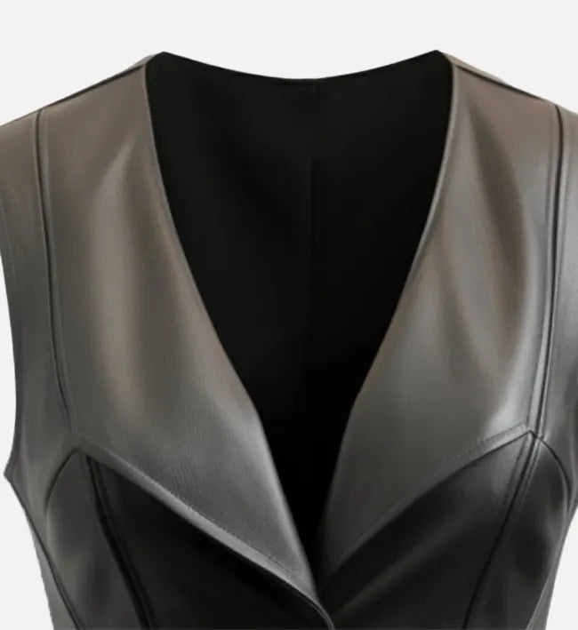 Women's Zester Black Leather Vest