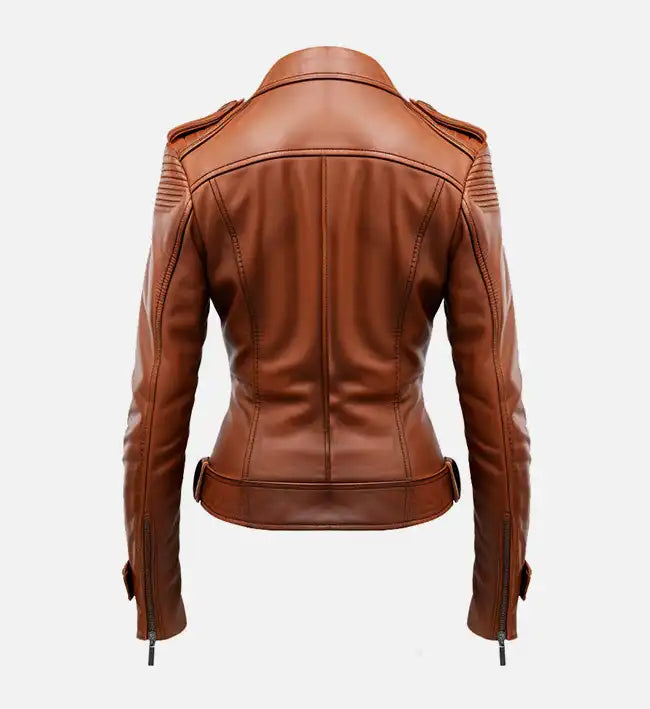 Womens stylish brown leather jacket