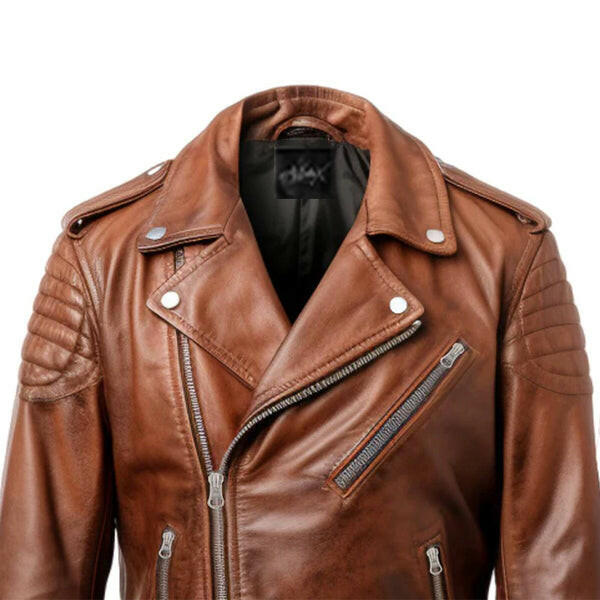 Men's Real Leather Brown Biker Jacket