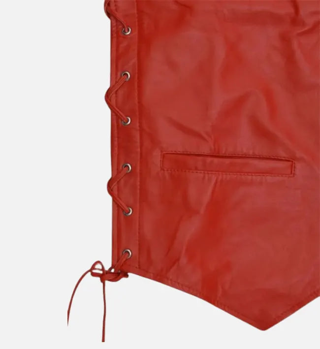 Men's Red Leather Vest