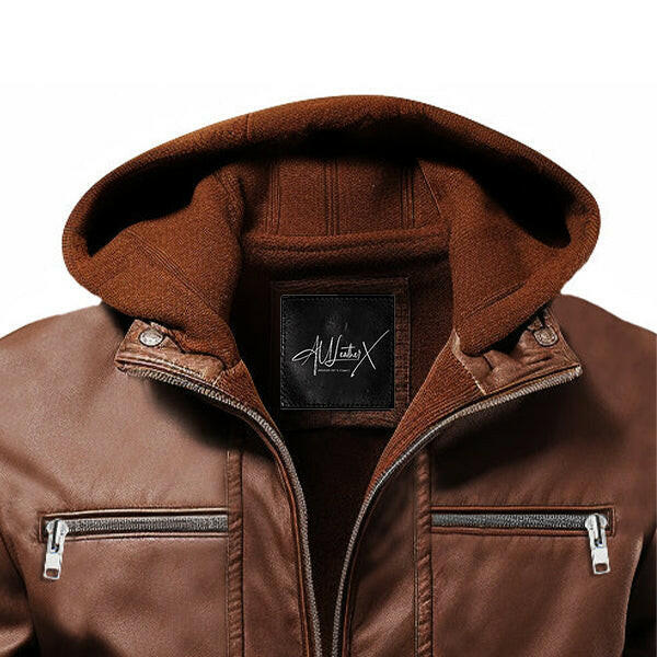 Men's Ethan Brown Hooded Designer Leather Jacket