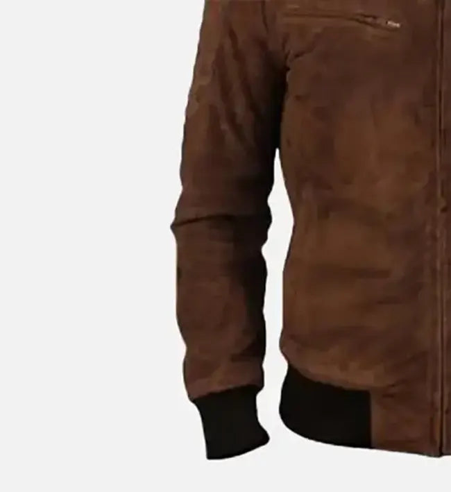 Men's Bomber Brown Suede Leather Jacket