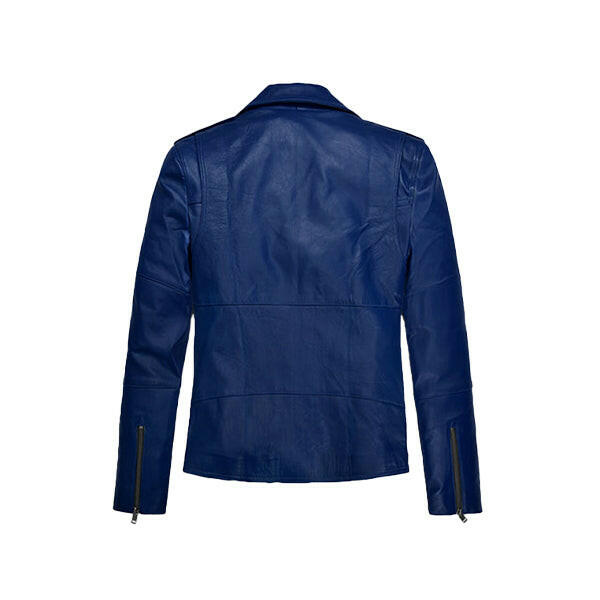 Men's Blue Leather Biker Jacket