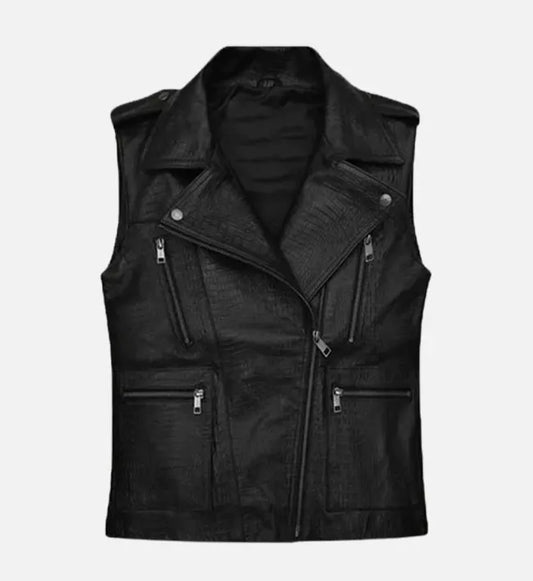 Men's Steel Crest Leather Biker Vest