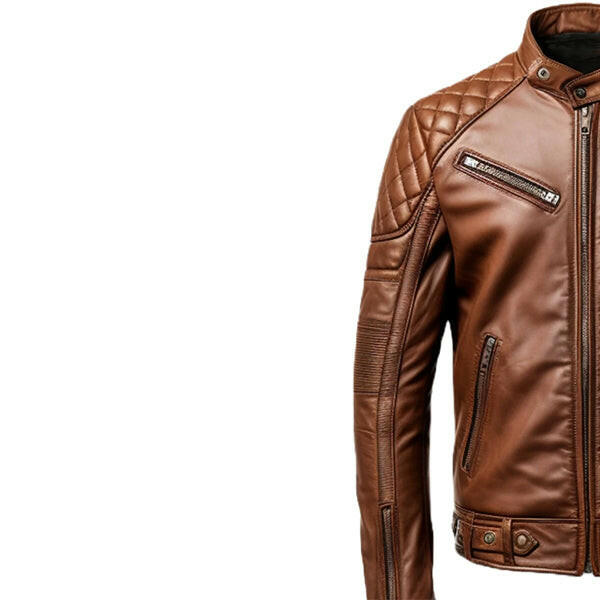 Men' Brown Racer Cafe Moto Leather Jacket