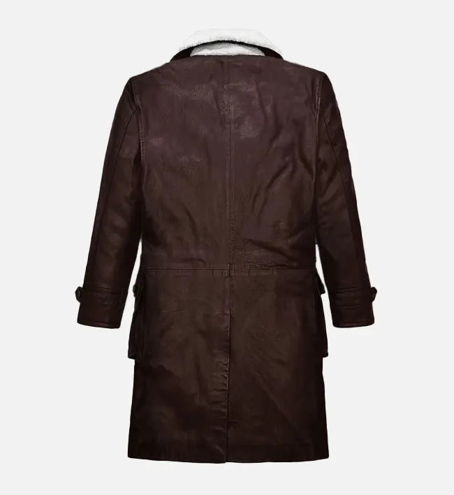 Men's Brown Washed & Wax Leather Trench Coat