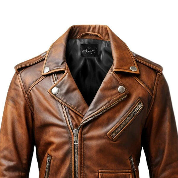 Men's Vintage Biker Brown Leather Jacket