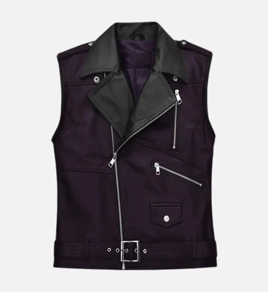 Men's Purple Leather Vest